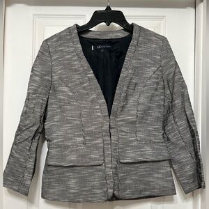 Anne Klein Gray Textured Open-Front Blazer